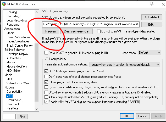 Install VST Plugin from EXE - Rescan Folder Reaper
