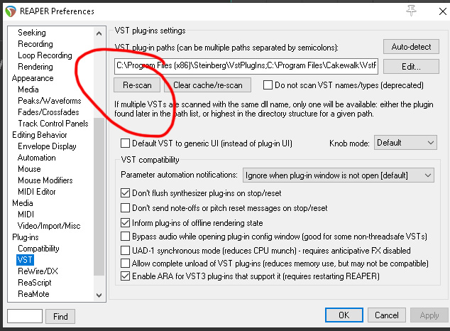 How to re-import VST plugins in Reaper after a failure - Source Elements