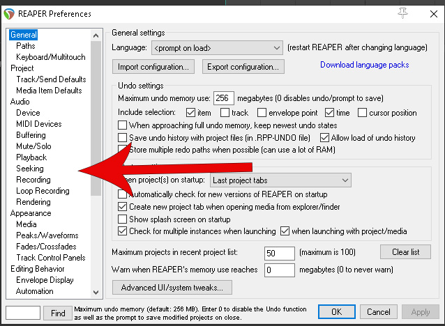 Find VST Folder Reaper using preferences - CTRL-P